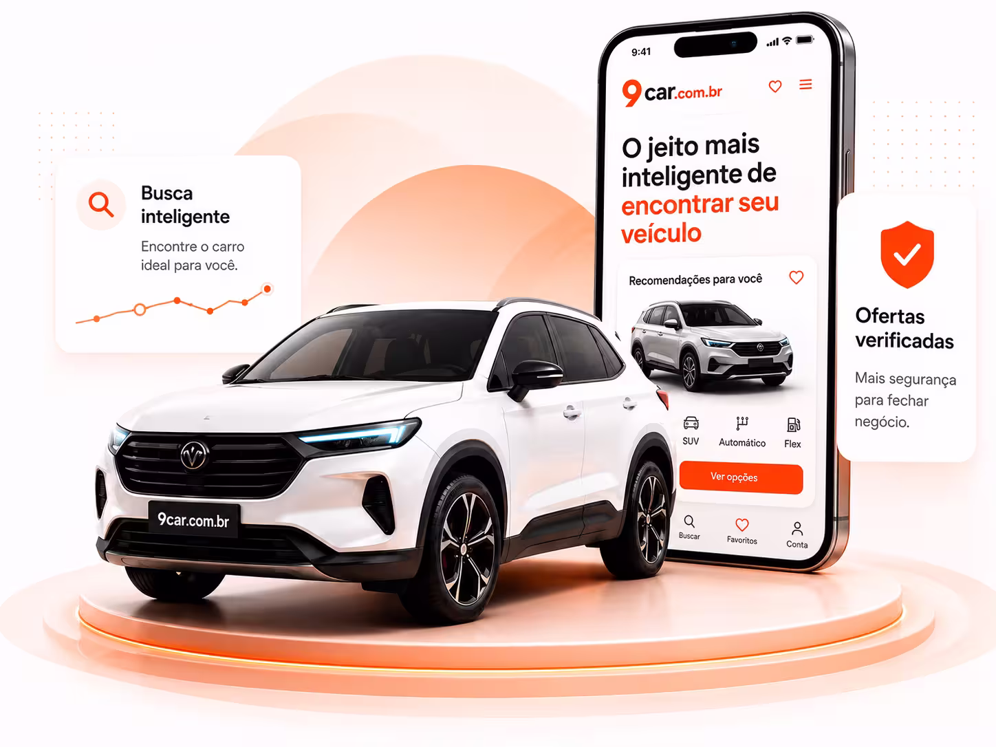 SUV branco com busca inteligente e ofertas verificadas no 9car